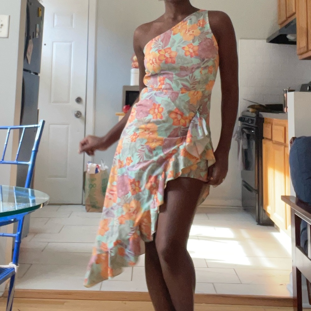 Floral One-Shoulder Dress